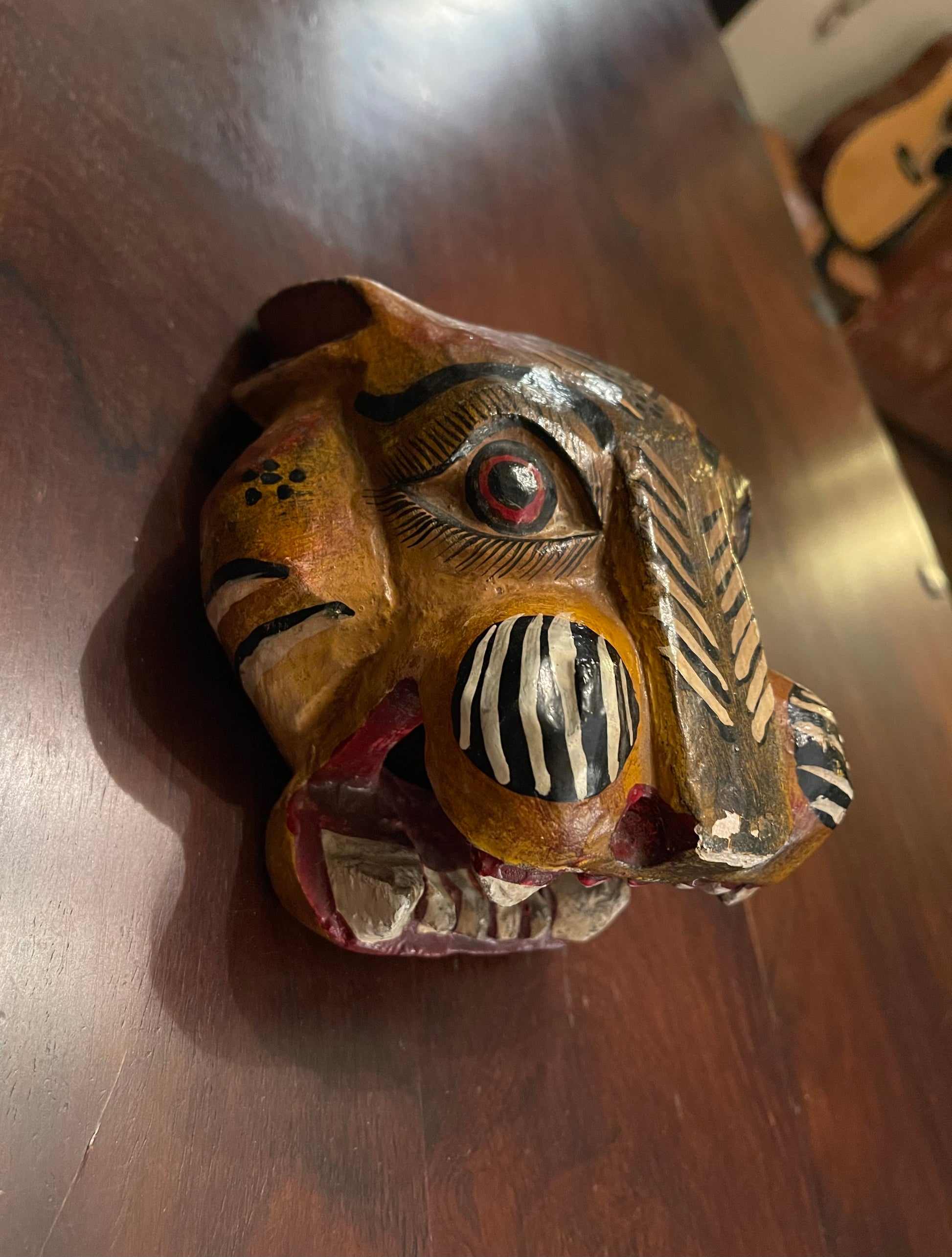 THE JAGUAR GOD - ANTIQUE WOODEN MASK Shrine of Hollywood Treasures and Relics