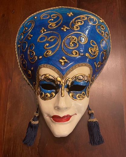 VENETIAN MASK - GLAMOUR - DARK BLUE EARRINGS Shrine of Hollywood Decor Treasures and Relics