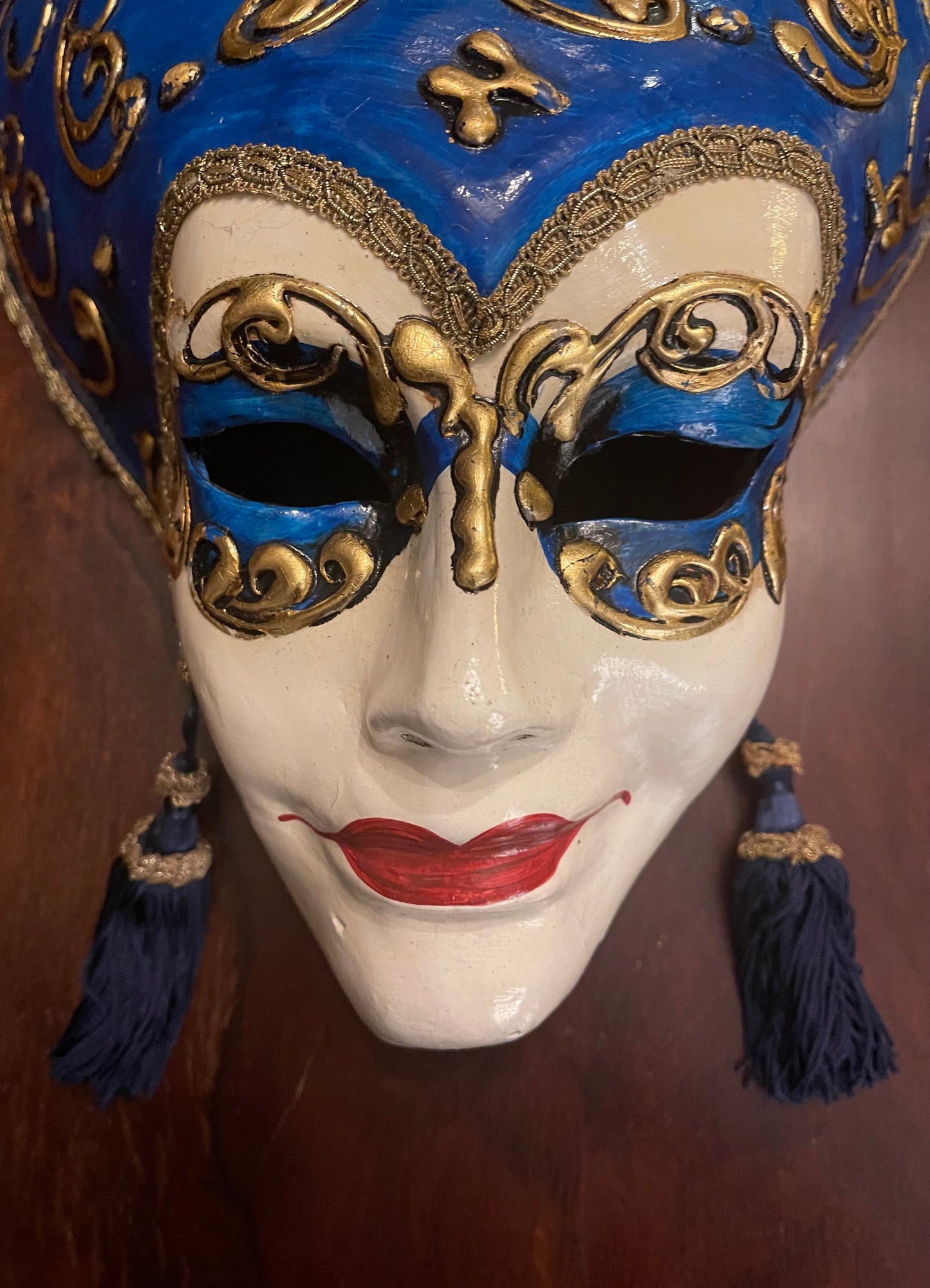 VENETIAN MASK - GLAMOUR - DARK BLUE EARRINGS Shrine of Hollywood Decor Treasures and Relics