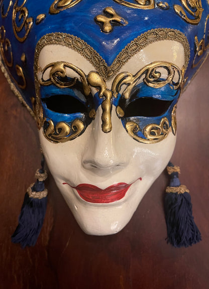 VENETIAN MASK - GLAMOUR - DARK BLUE EARRINGS Shrine of Hollywood Decor Treasures and Relics