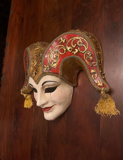 VENETIAN MASK - KING OF FOOLS - RED/GOLD Shrine of Hollywood Decor Treasures and Relics