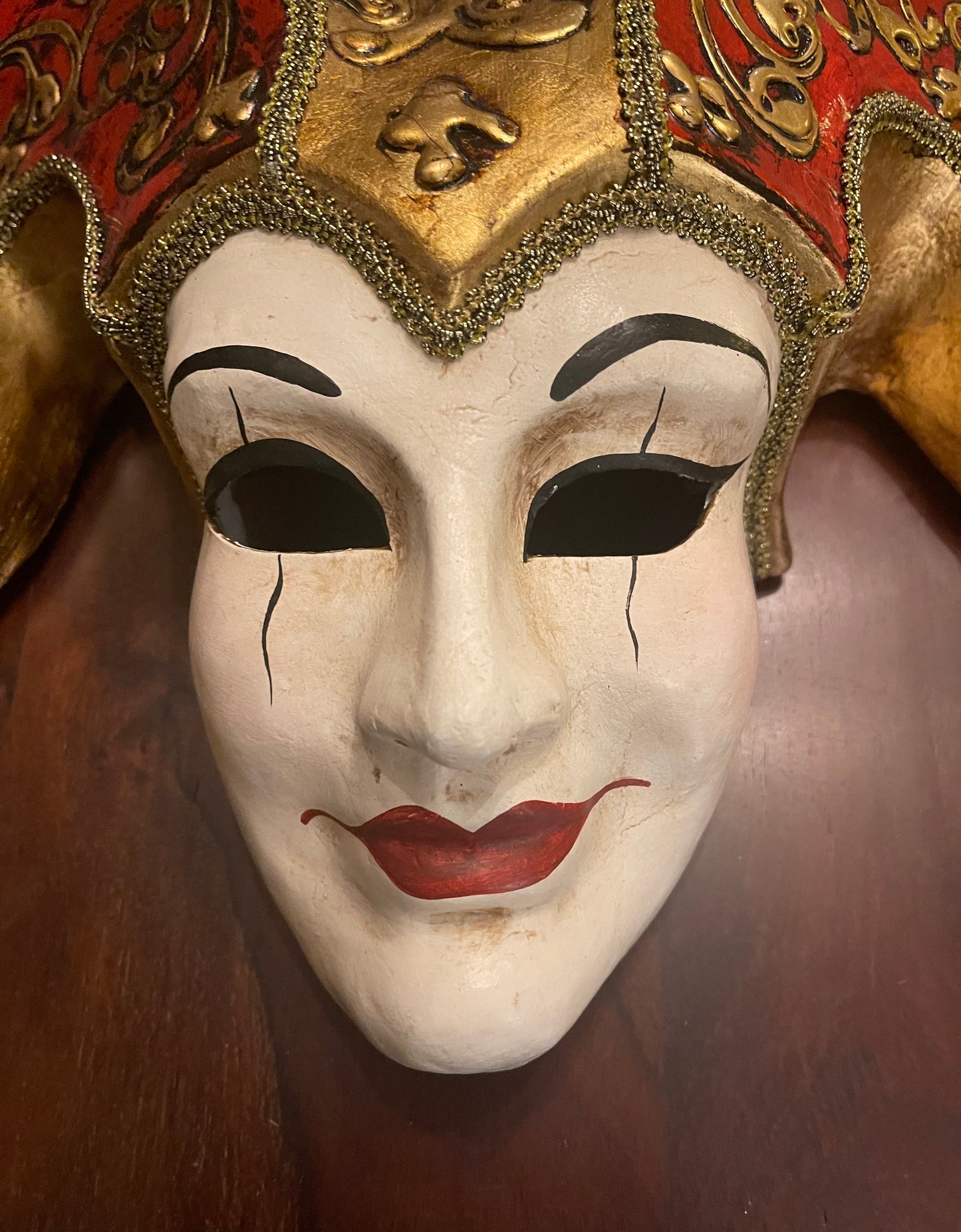 VENETIAN MASK - KING OF FOOLS - RED/GOLD Shrine of Hollywood Decor Treasures and Relics