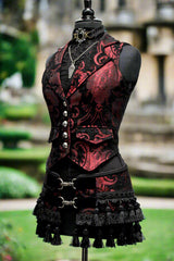 TASSEL SKIRT - RED/BLACK TAPESTRY