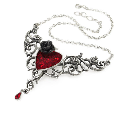 Shrine of Hollywood THE BLOOD ROSE HEART NECKLACE Gothic Necklace Heart Necklace Jewelry - Necklaces and Chokers