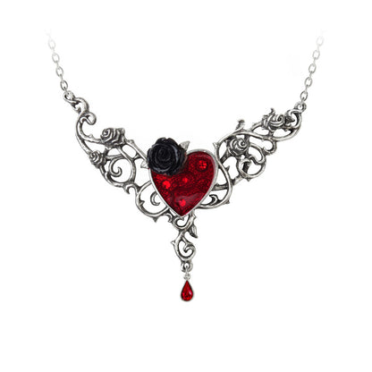 Shrine of Hollywood THE BLOOD ROSE HEART NECKLACE Gothic Necklace Heart Necklace Jewelry - Necklaces and Chokers