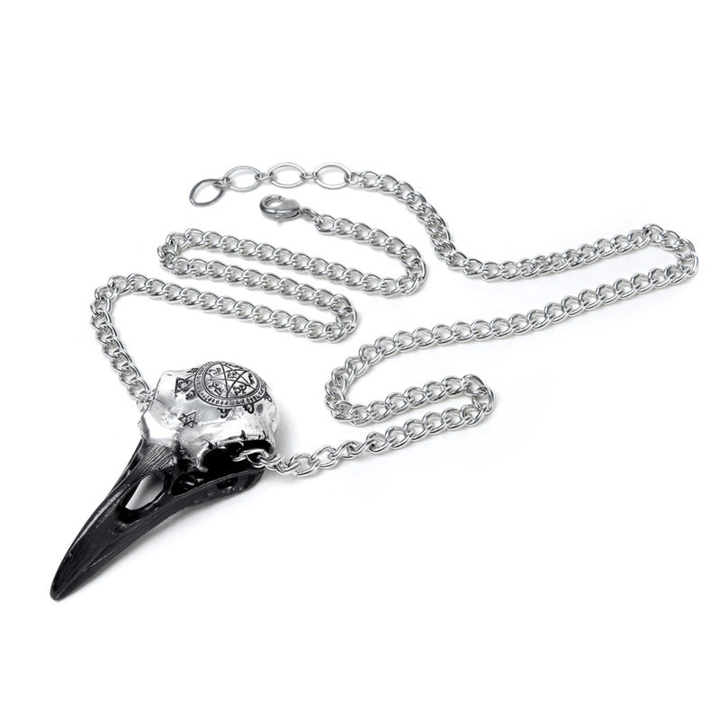 Shrine of Hollywood RAVEN SKULL ON CHAIN bird skull necklace Gothic Necklace Jewelry - Necklaces and Chokers