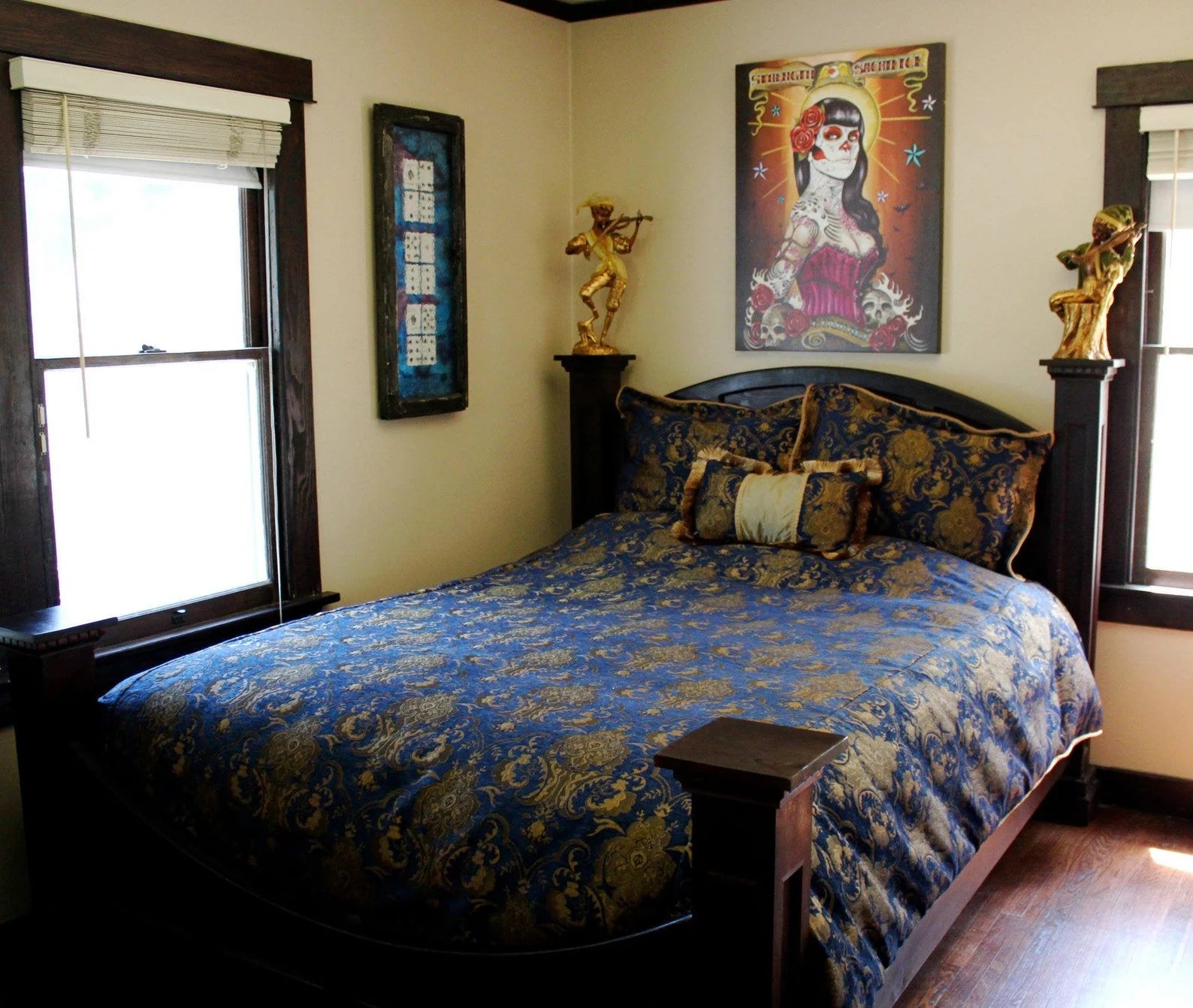 MEDIEVAL TAPESTRY DUVET AND PILLOW SET - GOLD/BLUE - KING SIZE Shrine of Hollywood bedding bed bedding duvet pillow