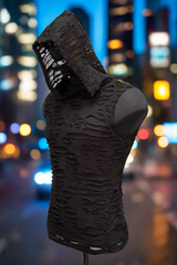 MEN'S HOODIE T - BLACK DECAYED FABRIC