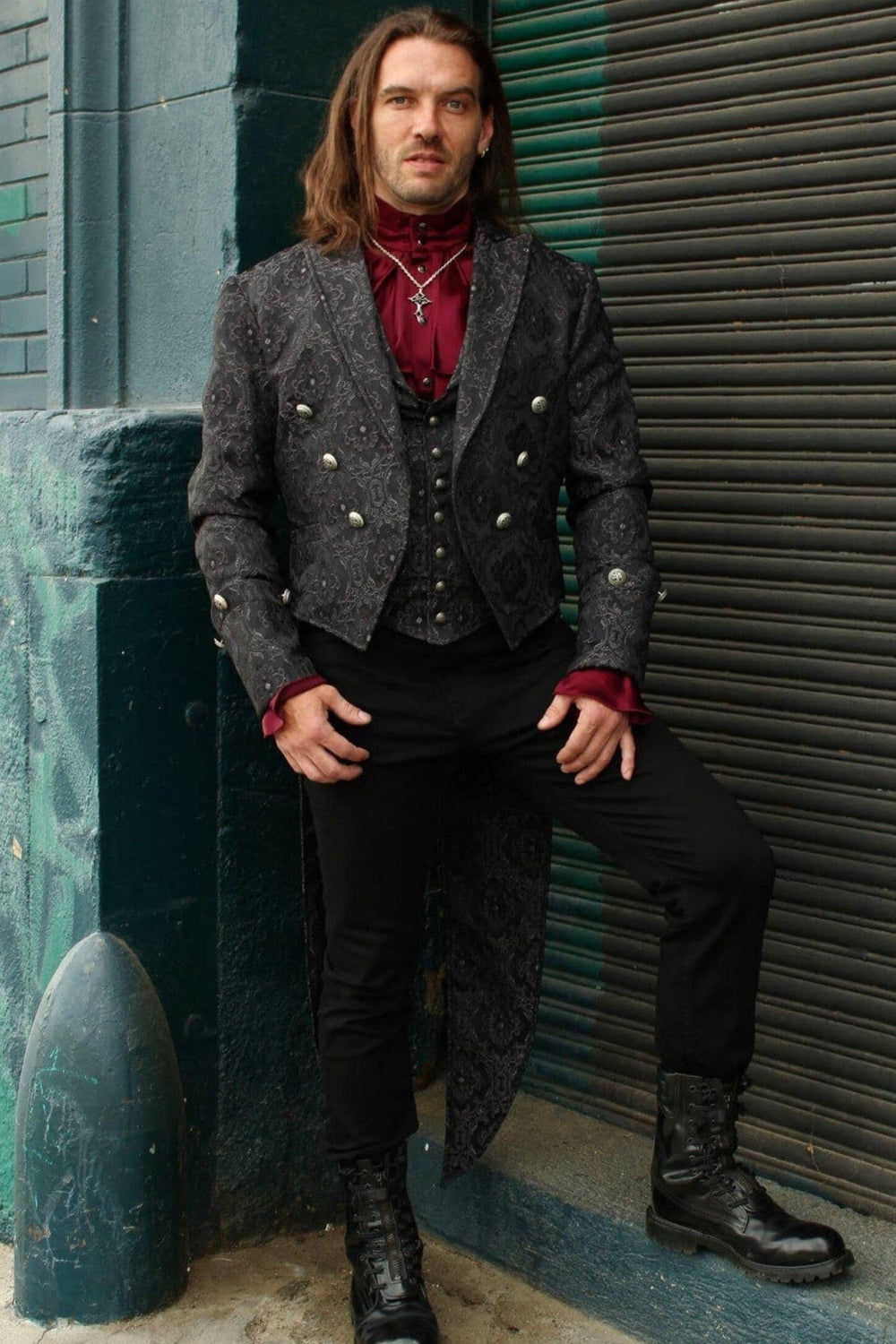IMPERIAL TAILCOAT - BLACK EDWARDIAN BROCADE