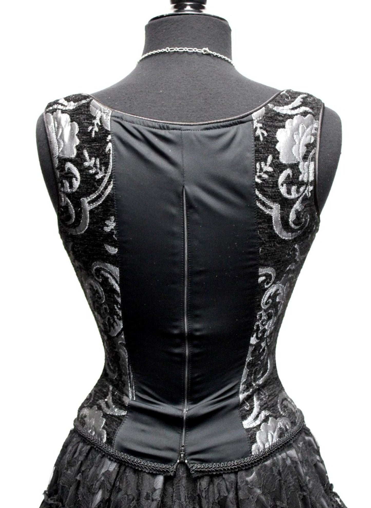 Shrine of Hollywood PIN BODICE - SILVER/BLACK TAPESTRY Women's corset tops