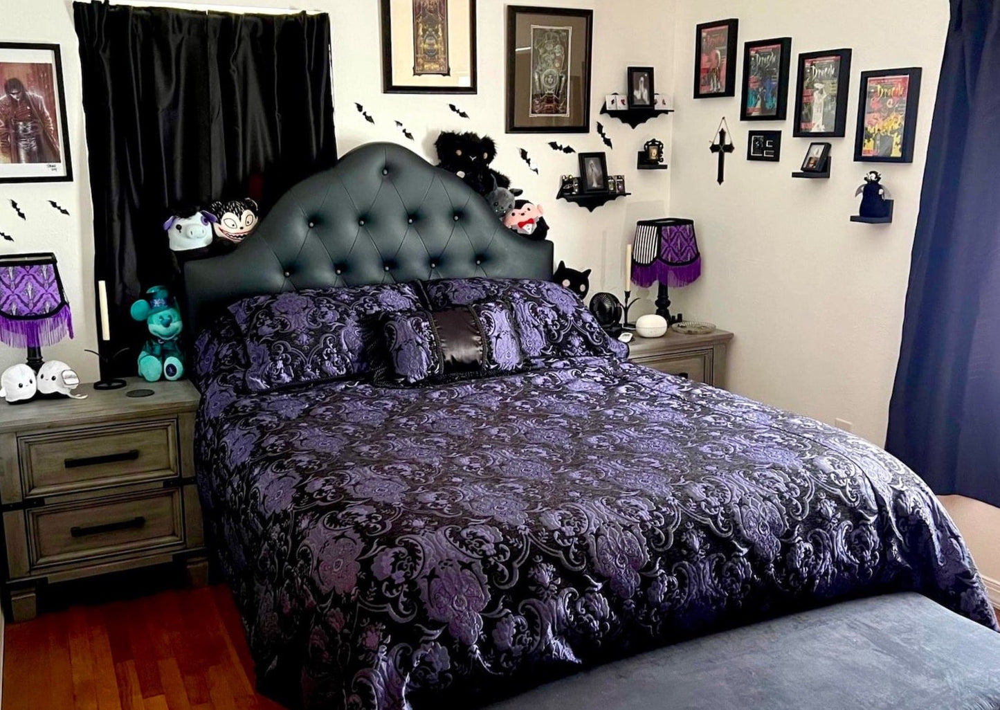 Shrine of Hollywood MEDIEVAL TAPESTRY DUVET AND PILLOW SET - PURPLE/BLACK TAPESTRY - KING SIZE bed bedding duvet pillow