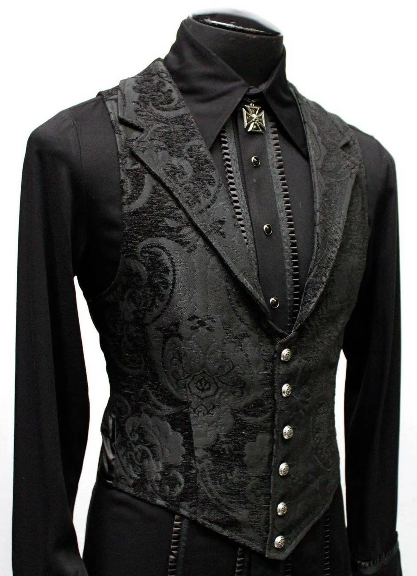 Shrine of Hollywood ARISTOCRAT VEST - BLACK TAPESTRY black formal goth gothic Men's Vests steampunk vampire vest victorian