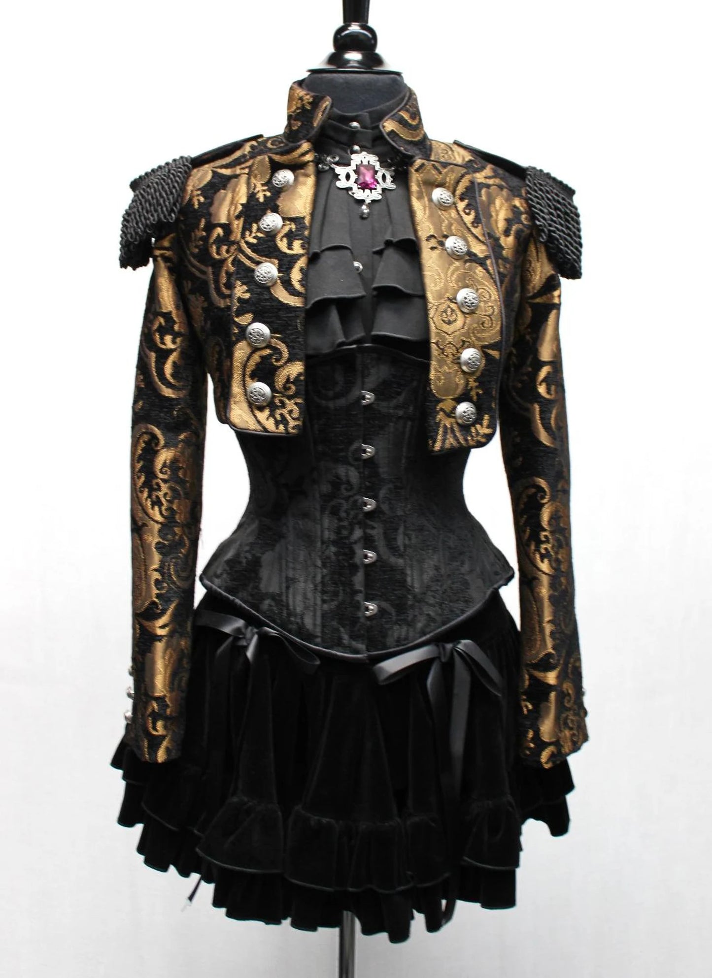 Shrine of Hollywood TOREADOR JACKET - GOLD AND BLACK TAPESTRY jacket Women's Jackets