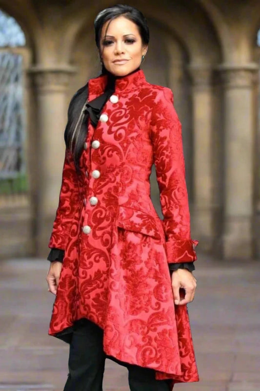 Shrine of Hollywood LIONHEART COAT - RED VELVET -size Medium and XL - only sizes left! Women's Coats