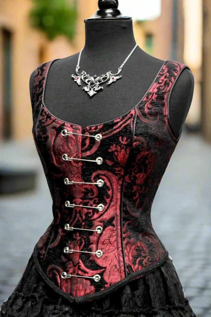 PIN BODICE - RED AND BLACK TAPESTRY