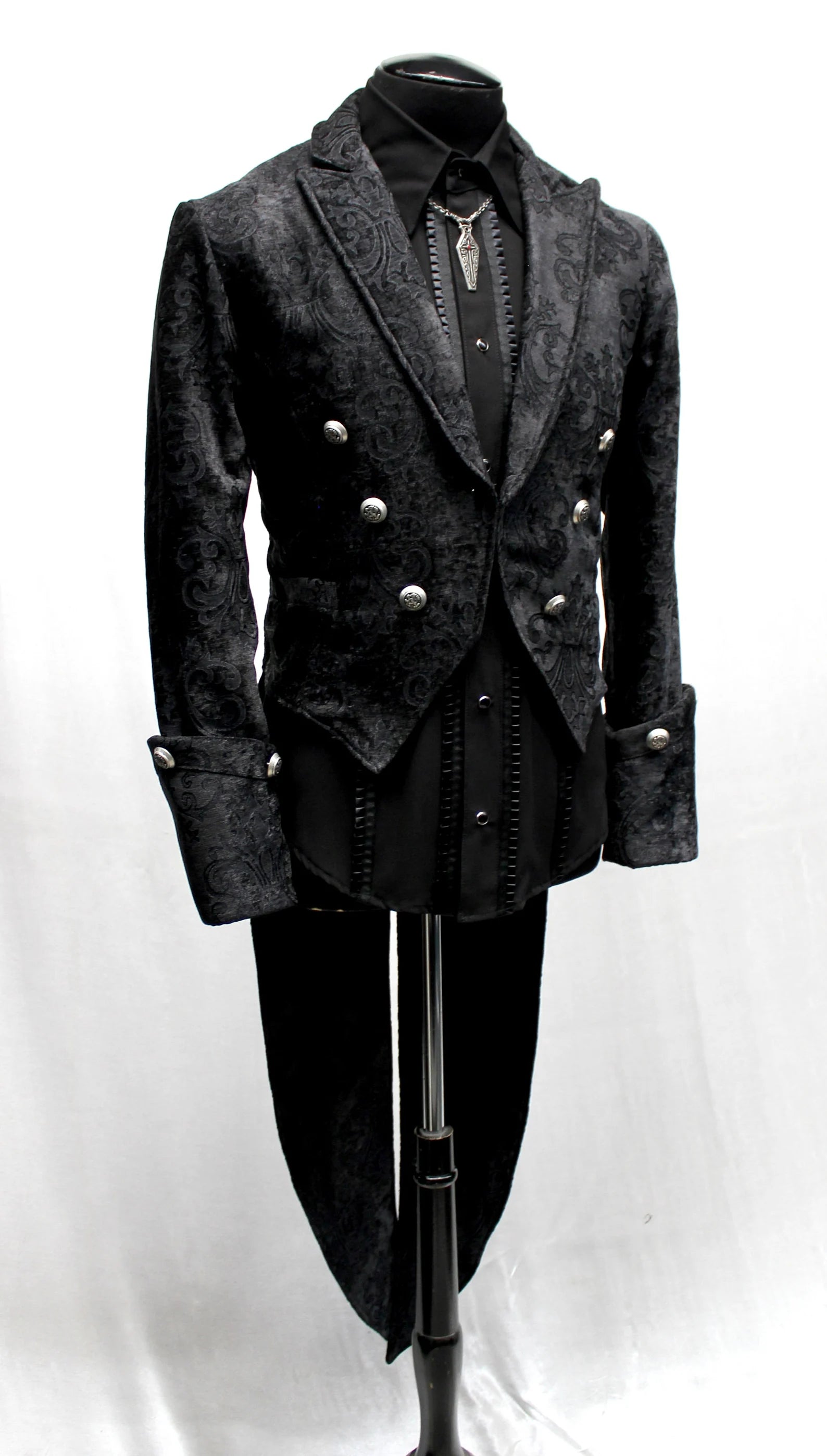 IMPERIAL TAILCOAT - BLACK VELVET BROCADE Shrine of Hollywood coat Men's Coats