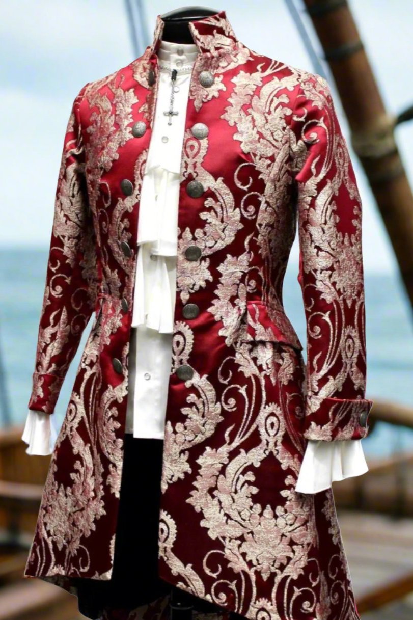 Shrine of Hollywood ORDER OF THE DRAGON COAT - BURGUNDY BROCADE coat dragon Men's Coats