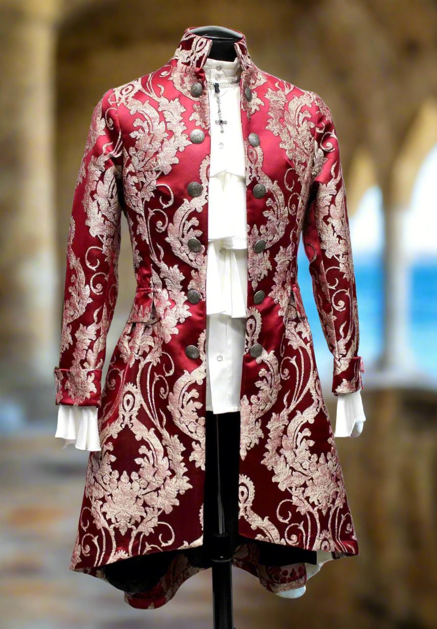 Shrine of Hollywood ORDER OF THE DRAGON COAT - BURGUNDY BROCADE coat dragon Men's Coats