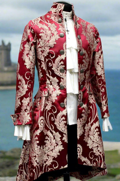 Shrine of Hollywood ORDER OF THE DRAGON COAT - BURGUNDY BROCADE coat dragon Men's Coats