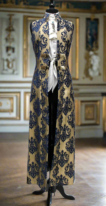 Shrine of Hollywood NECROMANTIC COAT/VEST - GOLD with BLUE VELVET BROCADE Women's Coats