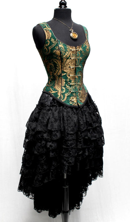 Shrine of Hollywood PIN BODICE - Green/Gold Tapestry corset Women's corset tops Women's Corsets