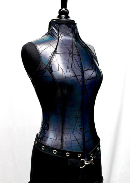 Shrine of Hollywood FUTURE SHOCK TOP sleeveless - Cracked Hologram Fabric - Black