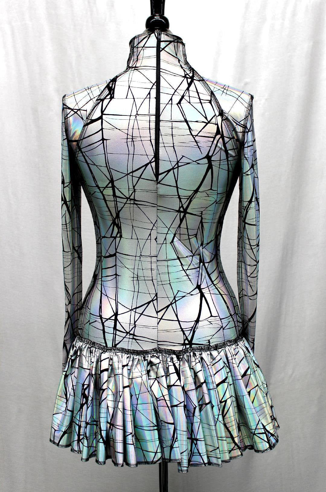 Shrine of Hollywood FUTURE SHOCK DRESS - Cracked Hologram Fabric - White