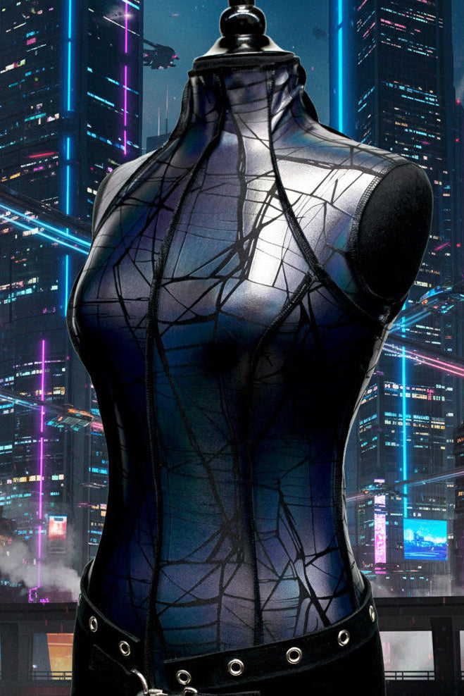 FUTURE SHOCK TOP sleeveless - Cracked Hologram Fabric - Black