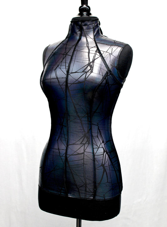 Shrine of Hollywood FUTURE SHOCK TOP sleeveless - Cracked Hologram Fabric - Black