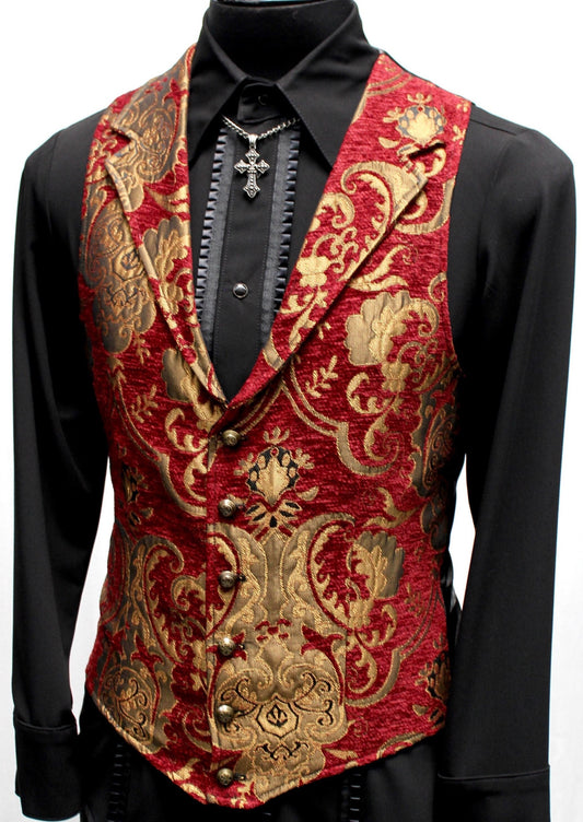 Shrine of Hollywood ARISTOCRAT VEST - GOLD/RED TAPESTRY