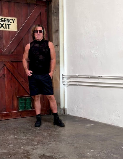 MEN'S FUTURE SHOCK SLEEVELESS T-SHIRT - BLACK DECAYED FABRIC