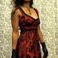 VINTAGE STYLE COCKTAIL DRESS - GOTHIC TATTOO PRINT - RED