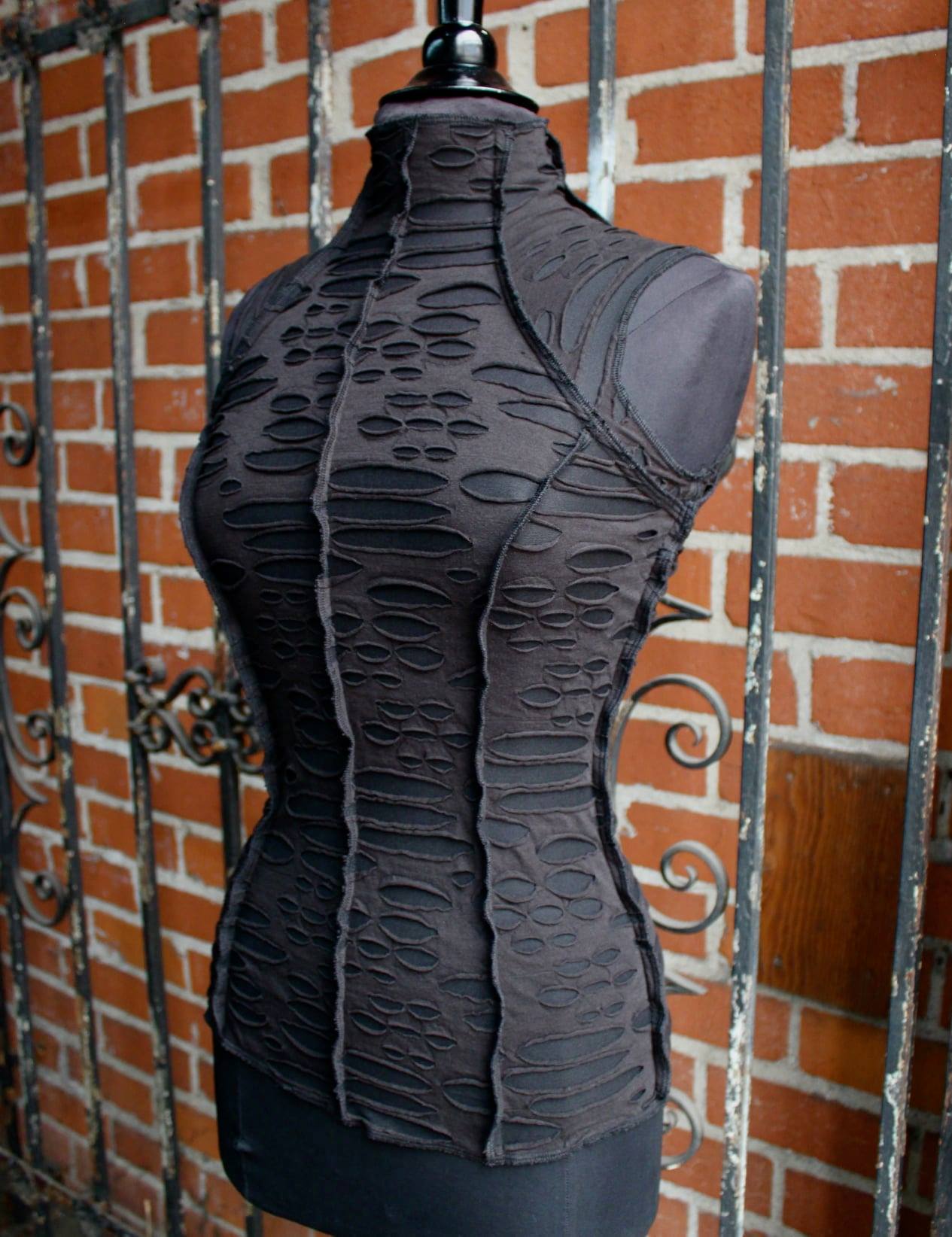 WASTELAND TOP - Black Decayed Fabric