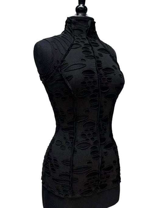 WASTELAND TOP - Black Decayed Fabric