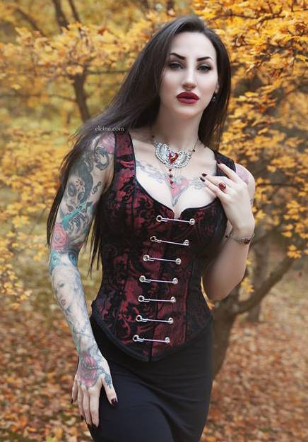 PIN BODICE - RED AND BLACK TAPESTRY