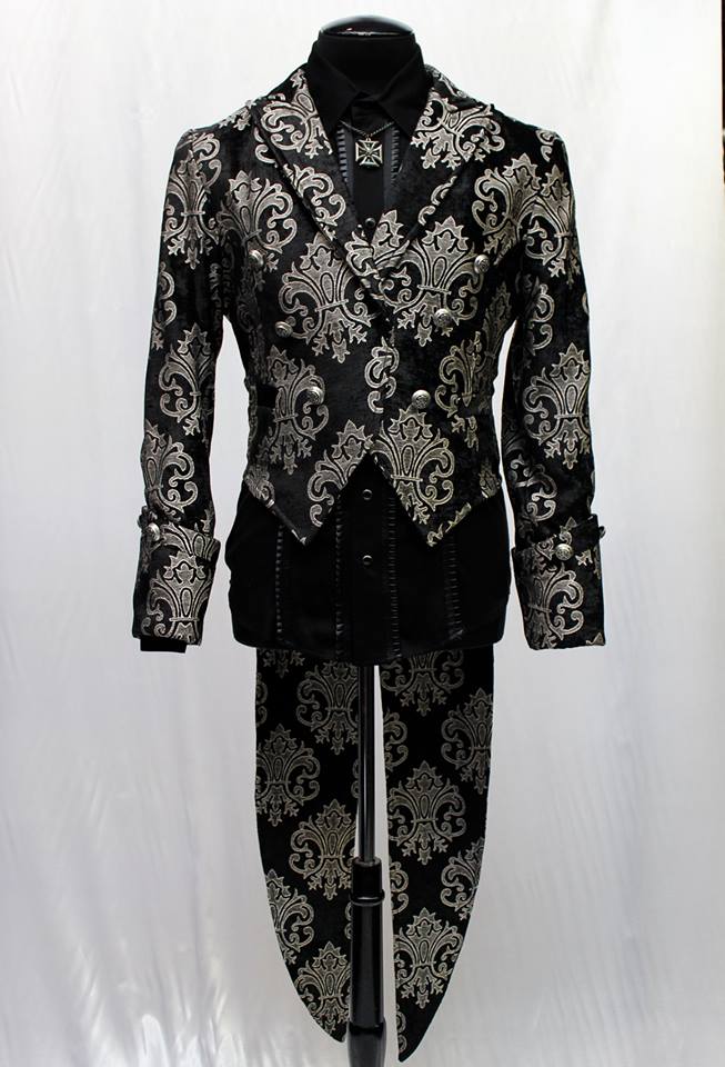 IMPERIAL TAILCOAT - SILVER ON BLACK BROCADE