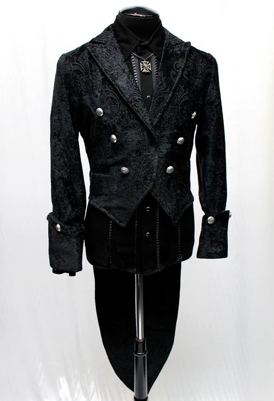 Shrine of Hollywood IMPERIAL TAILCOAT - BLACK VELVET BROCADE Men's Coats