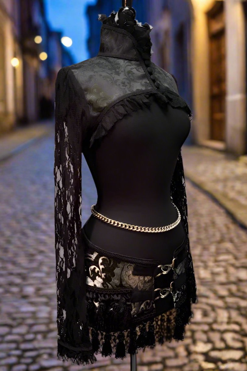 BROCADE BOLERO SHRUG - BLACK BROCADE