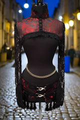 BROCADE BOLERO SHRUG - RED/BLACK BROCADE