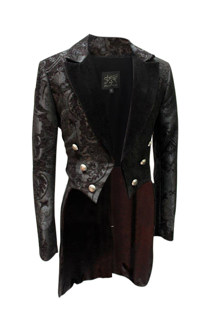 Shrine of Hollywood VICTORIAN TAILCOAT - BLACK TAPESTRY Men's Coats