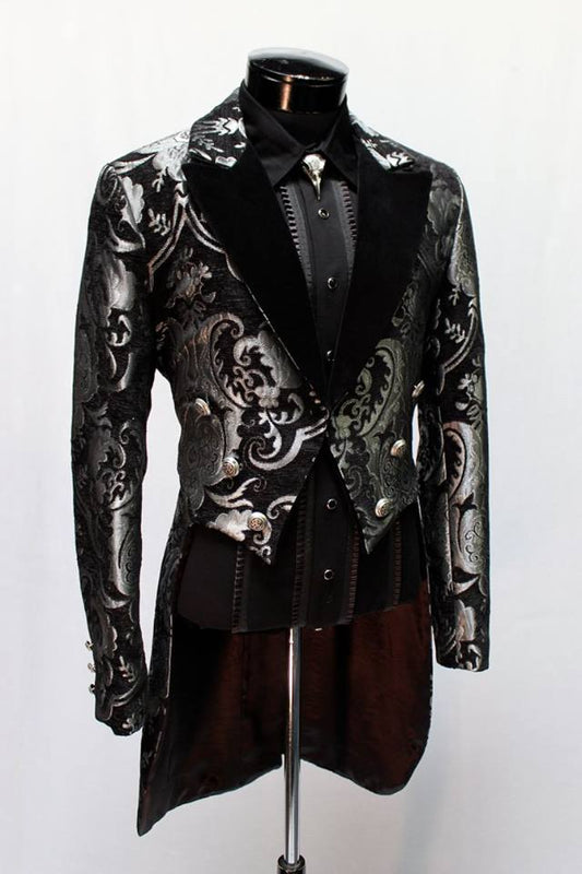 VICTORIAN TAILCOAT - SILVER/BLACK TAPESTRY by Shrine of Hollywood