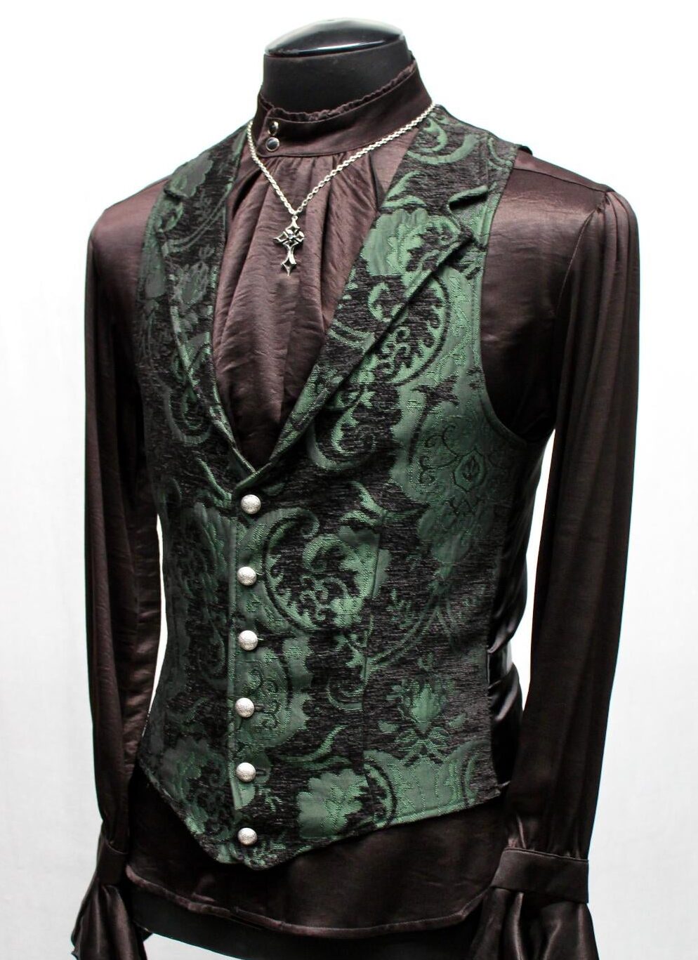 Shrine of Hollywood ARISTOCRAT VEST - GREEN/BLACK TAPESTRY dark formal goth gothic green Men's Vests tapestry vest victorian