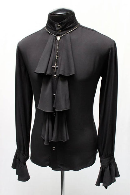Shrine of Hollywood LOUIS XIV SHIRT - BLACK GABARDINE Men's Shirts