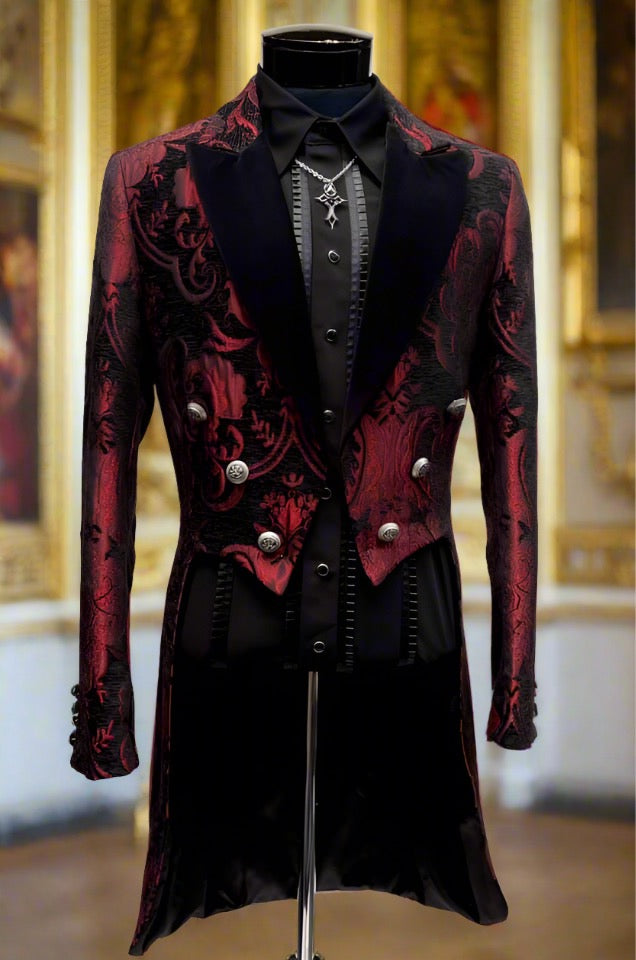 VICTORIAN TAILCOAT RED BLACK TAPESTRY