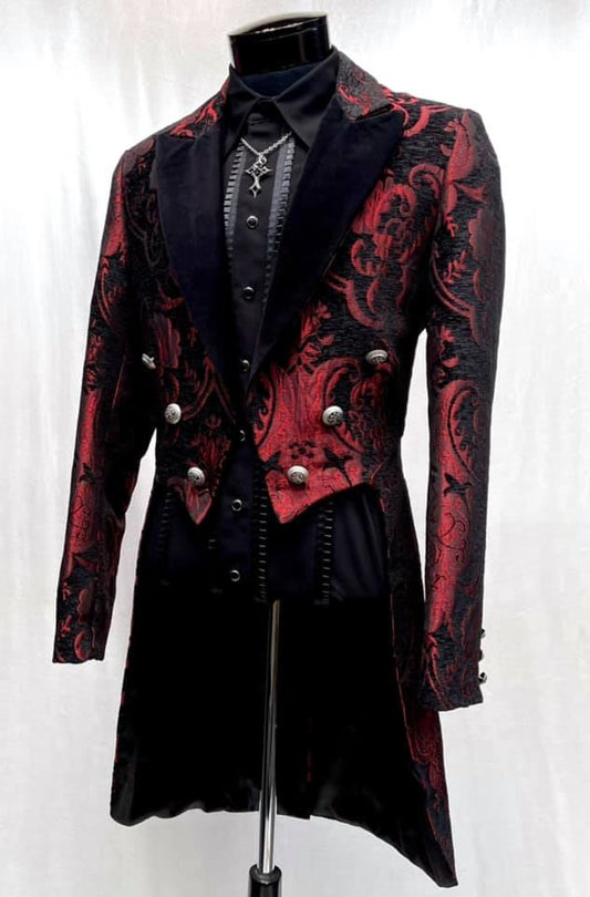 VICTORIAN TAILCOAT - RED/BLACK TAPESTRY by Shrine of Hollywood