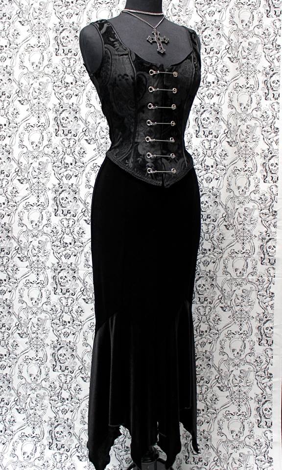 PIN BODICE -BLACK ON BLACK TAPESTRY by Shrine of Hollywood