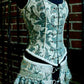 PIN BODICE - GREEN/IVORY TAPESTRY