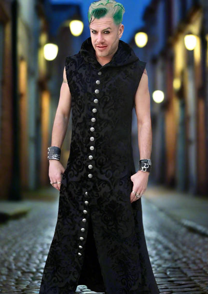 Shrine of Hollywood WRAITH ROBE - EMBOSSED BLACK VELVET Men's Coats