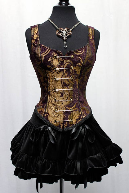 Shrine of Hollywood PIN BODICE - PURPLE AND GOLD TAPESTRY Women's corset tops