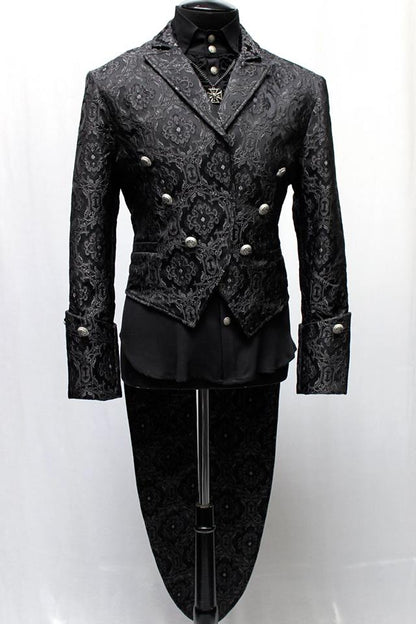 Shrine of Hollywood IMPERIAL TAILCOAT - BLACK EDWARDIAN BROCADE Men's Coats